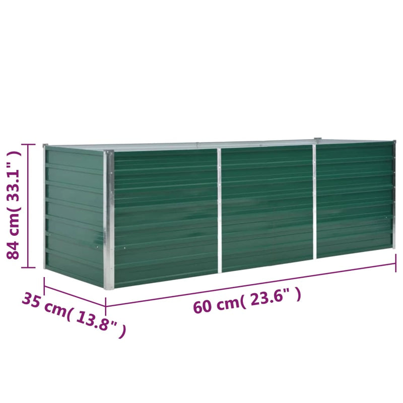 Garden Raised Bed Galvanised Steel 240x80x77 cm Green