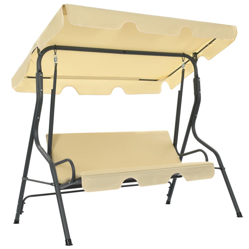 vidaXL Garden Swing Bench Cream White 170x110x153 cm