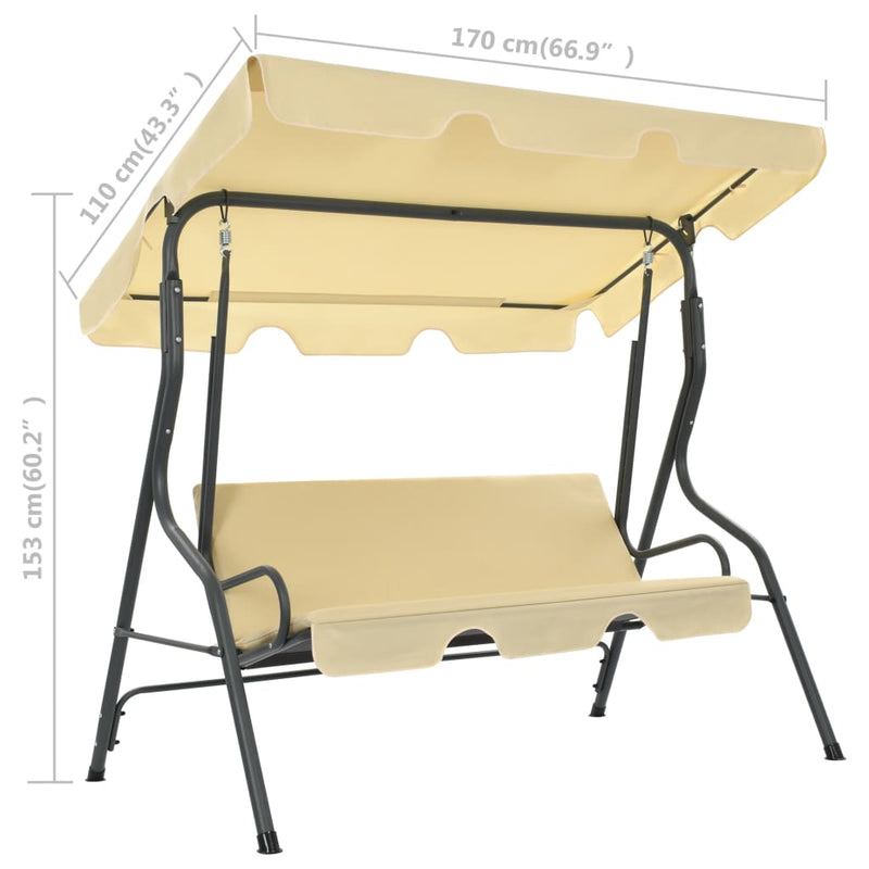 vidaXL Garden Swing Bench Cream White 170x110x153 cm