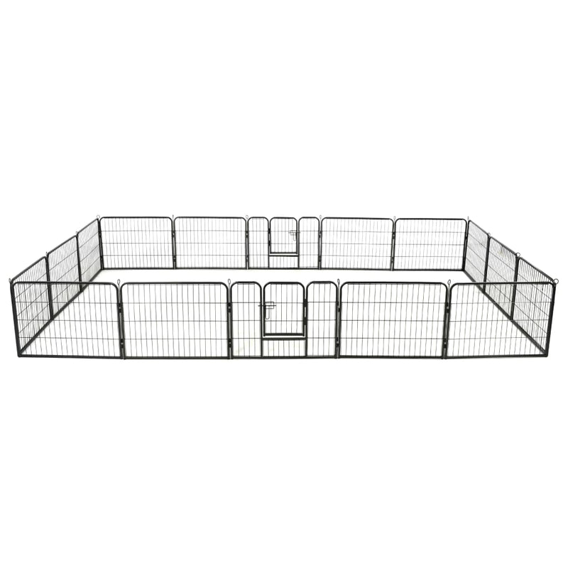 vidaXL Dog Playpen 16 Panels Steel 60x80 cm Black
