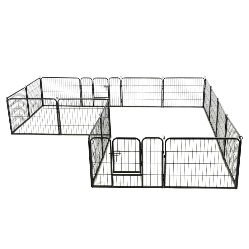 vidaXL Dog Playpen 16 Panels Steel 60x80 cm Black