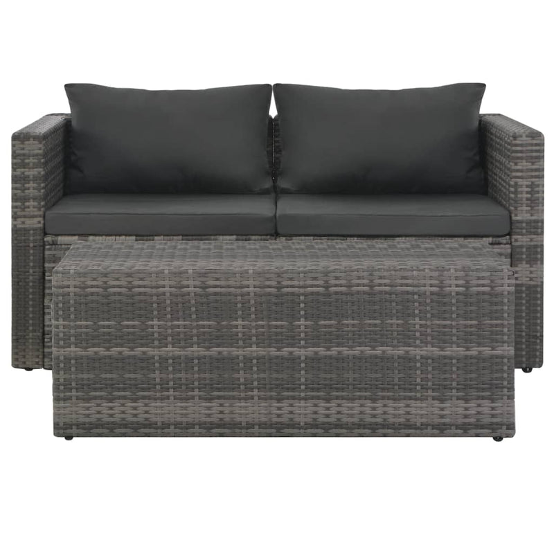 vidaXL 6 Piece Garden Lounge Set with Cushions Poly Rattan Grey