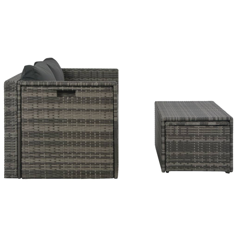 vidaXL 6 Piece Garden Lounge Set with Cushions Poly Rattan Grey