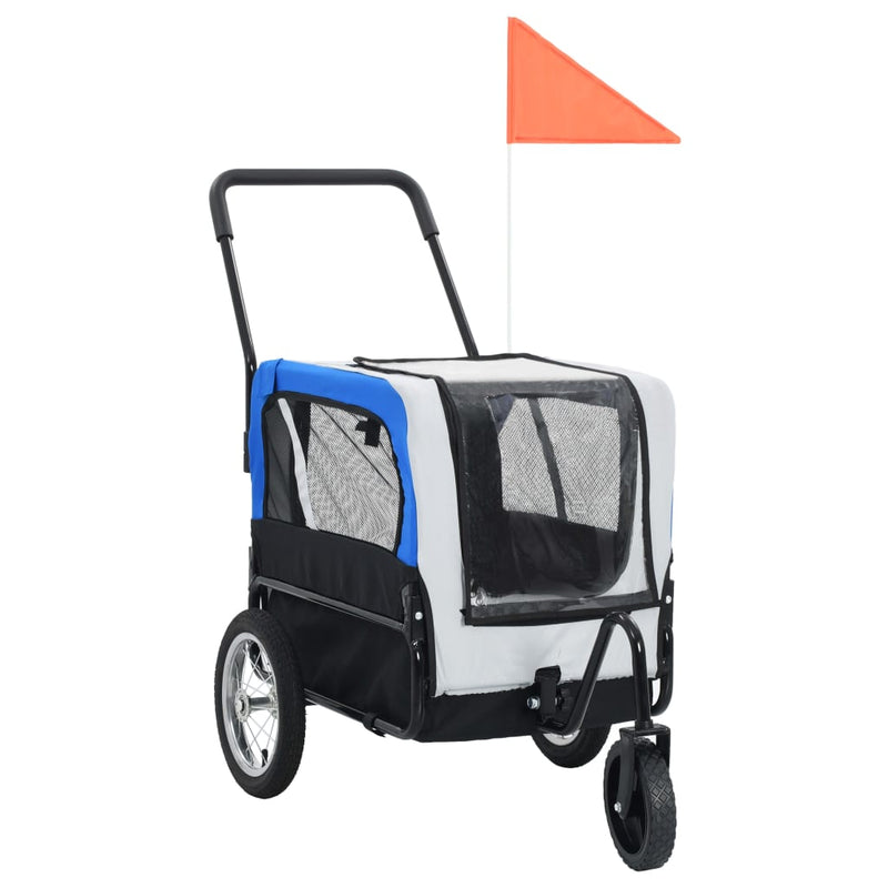 vidaXL 2-in-1 Pet Bike Trailer & Jogging Stroller Grey and Blue