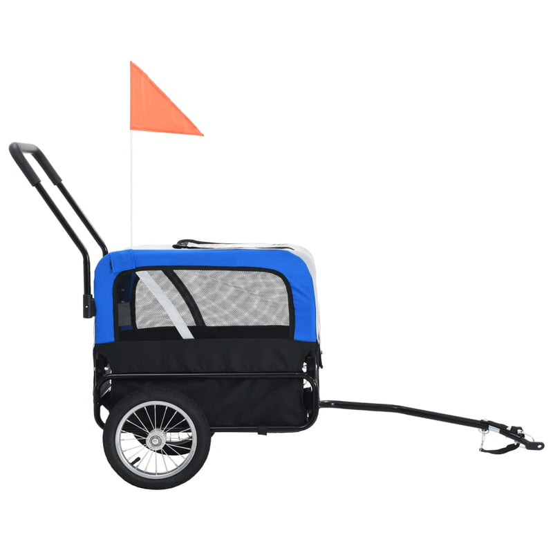 vidaXL 2-in-1 Pet Bike Trailer & Jogging Stroller Grey and Blue