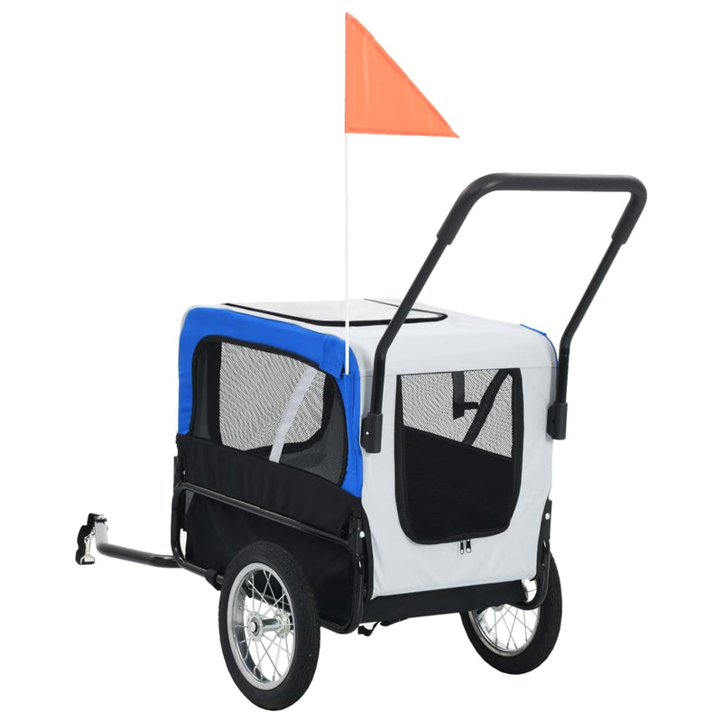 vidaXL 2-in-1 Pet Bike Trailer & Jogging Stroller Grey and Blue