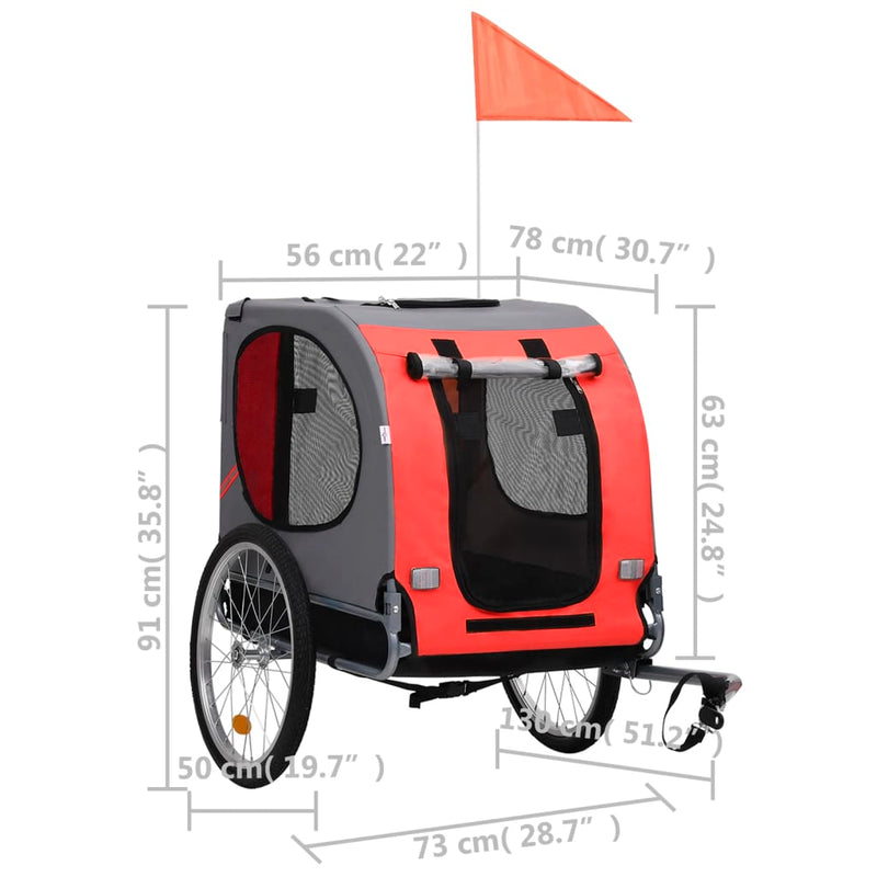 vidaXL Pet Bike Trailer Red and Black