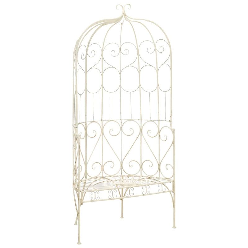 vidaXL Garden Bench 95 cm Iron Antique White