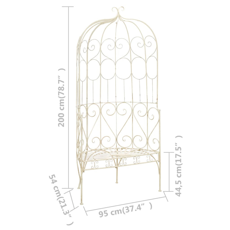 vidaXL Garden Bench 95 cm Iron Antique White