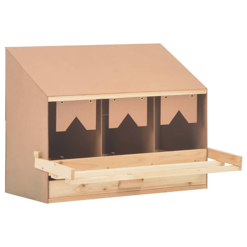 vidaXL Chicken Laying Nest 3 Compartments 72x33x54 cm Solid Pine Wood