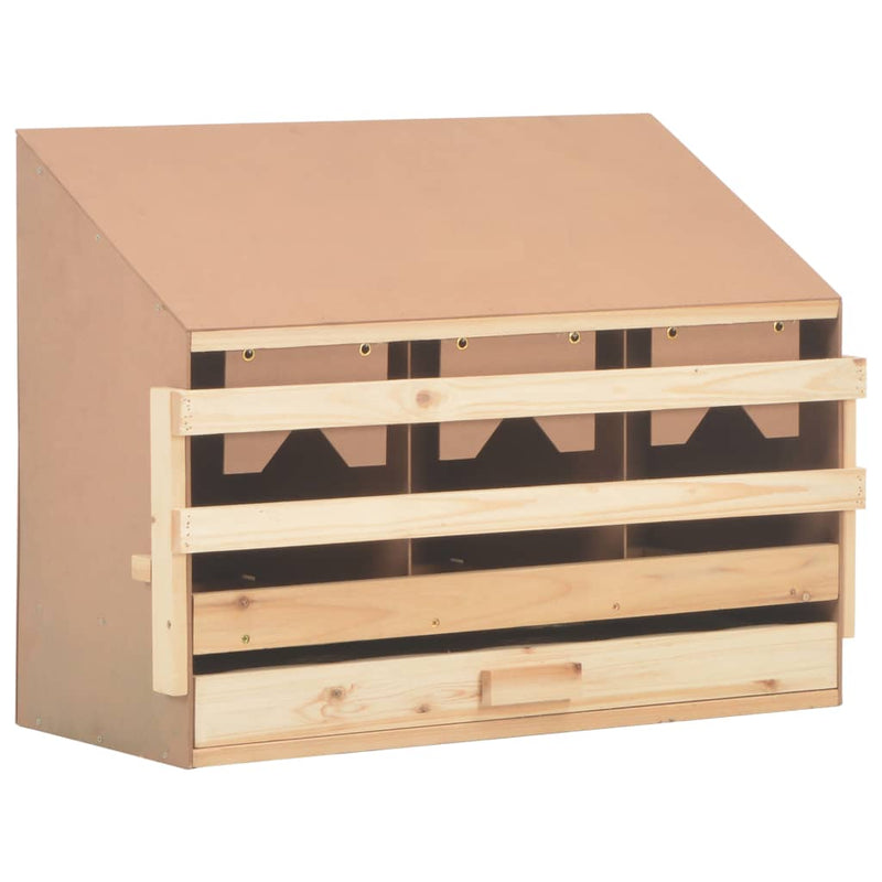 vidaXL Chicken Laying Nest 3 Compartments 72x33x54 cm Solid Pine Wood