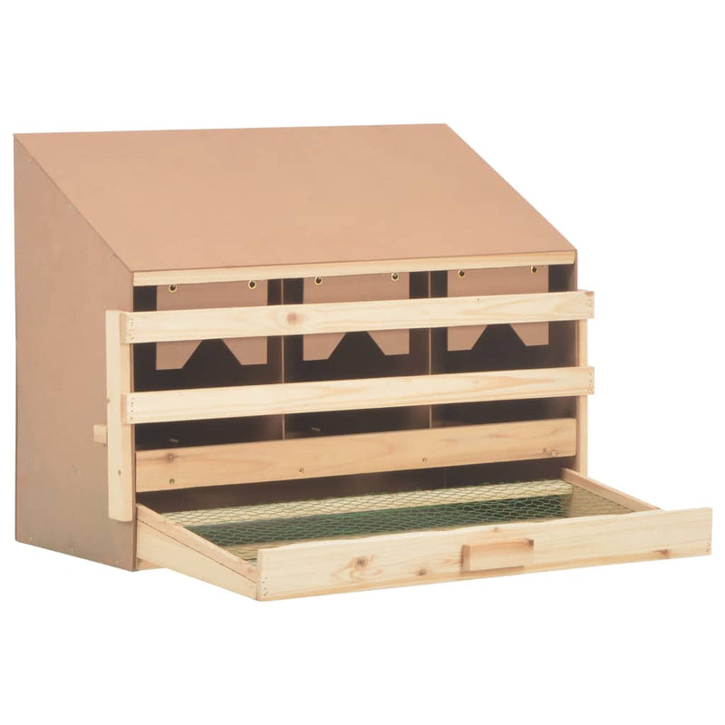 vidaXL Chicken Laying Nest 3 Compartments 72x33x54 cm Solid Pine Wood