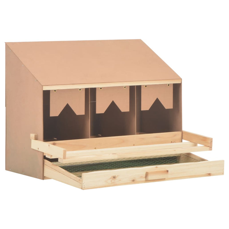 vidaXL Chicken Laying Nest 3 Compartments 72x33x54 cm Solid Pine Wood