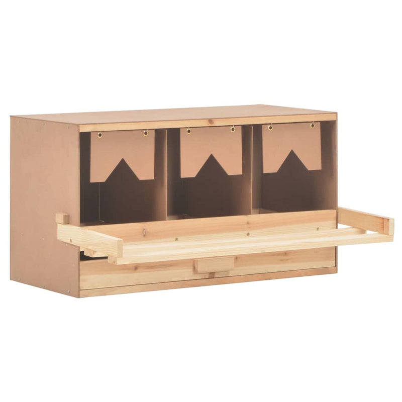 vidaXL Chicken Laying Nest 3 Compartments 72x33x38 cm Solid Pine Wood