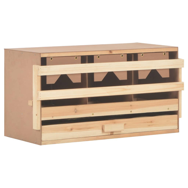 vidaXL Chicken Laying Nest 3 Compartments 72x33x38 cm Solid Pine Wood
