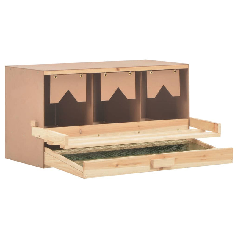 Chicken Laying Nest 3 Compartments 72x33x38 cm Solid Pine Wood
