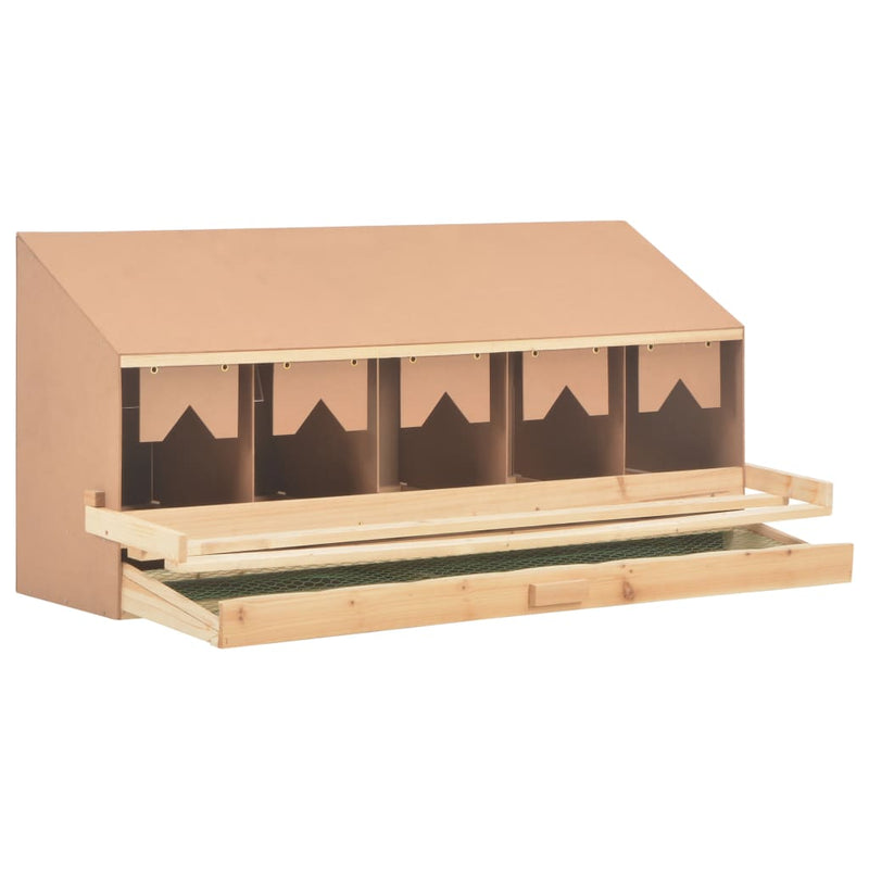 vidaXL Chicken Laying Nest 5 Compartments 117x33x54 cm Solid Pine Wood