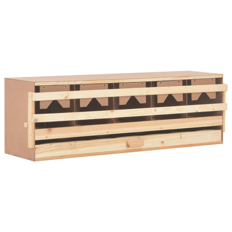 vidaXL Chicken Laying Nest 5 Compartments 117x33x38 cm Solid Pine Wood