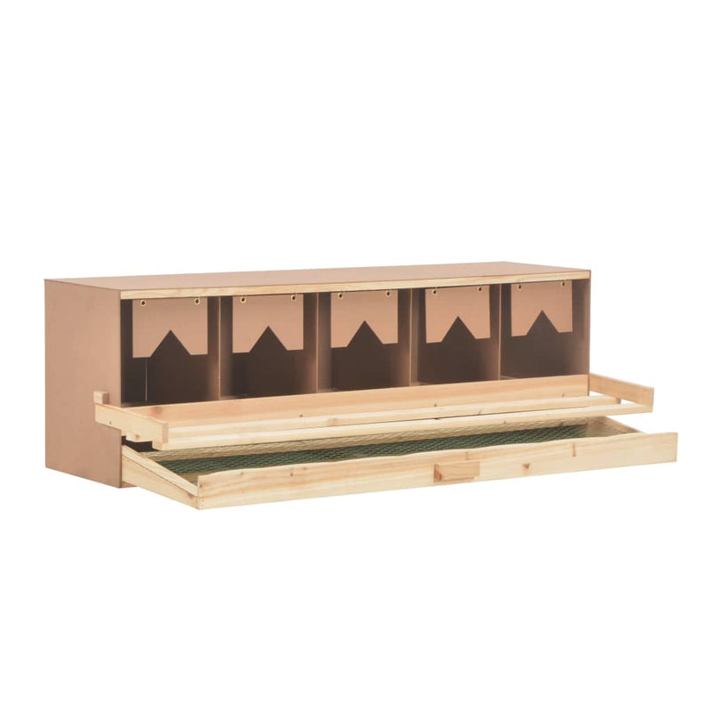 vidaXL Chicken Laying Nest 5 Compartments 117x33x38 cm Solid Pine Wood