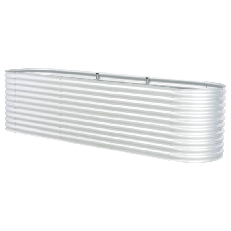 vidaXL Garden Raised Bed 320x80x81 cm Galvanised Steel Silver