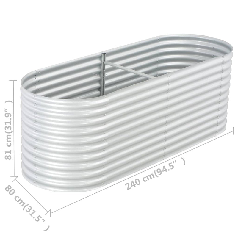 vidaXL Garden Raised Bed 240x80x81 cm Galvanised Steel Silver