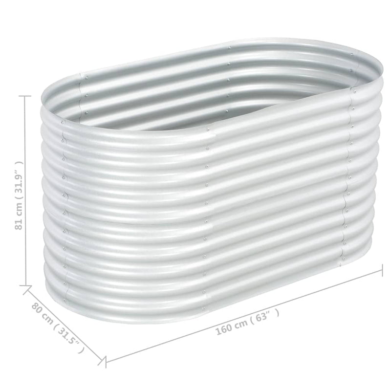 vidaXL Garden Raised Bed 160x80x81 cm Galvanised Steel Silver