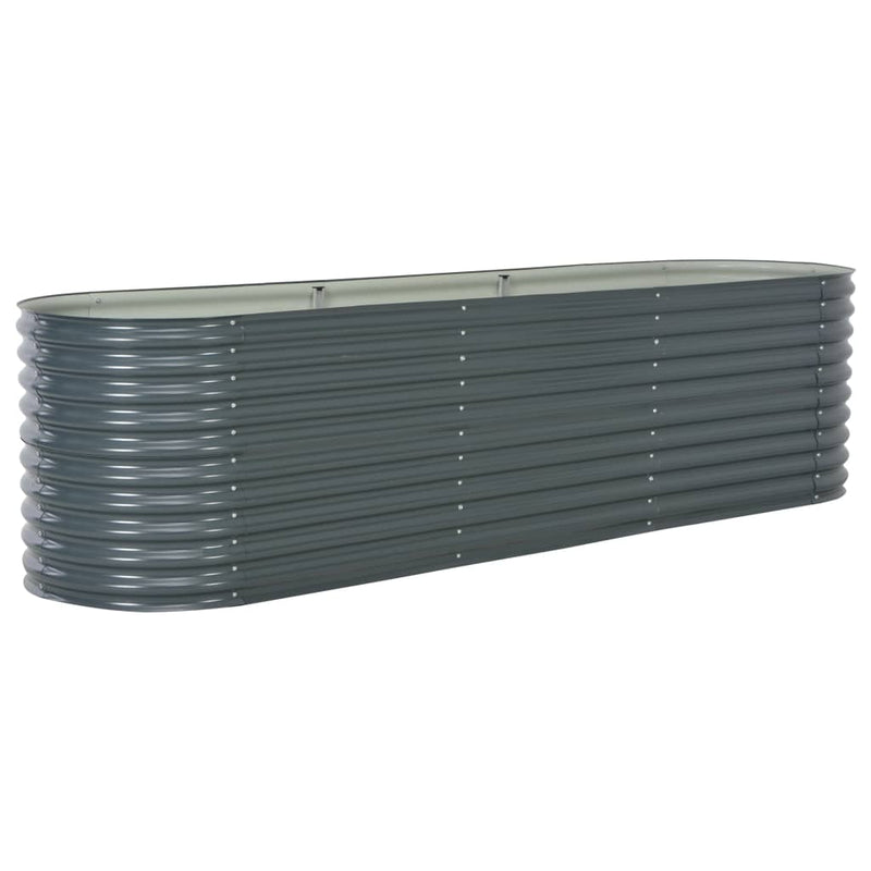 vidaXL Garden Raised Bed 320x80x81 cm Galvanised Steel Grey