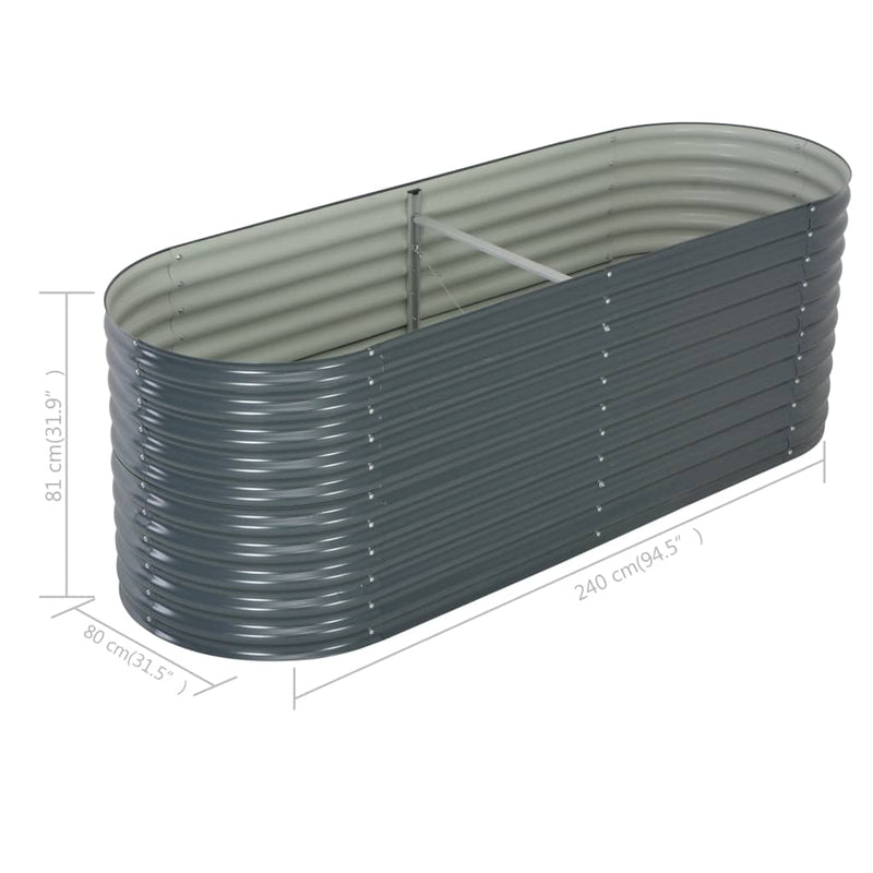 vidaXL Garden Raised Bed 240x80x81 cm Galvanised Steel Grey