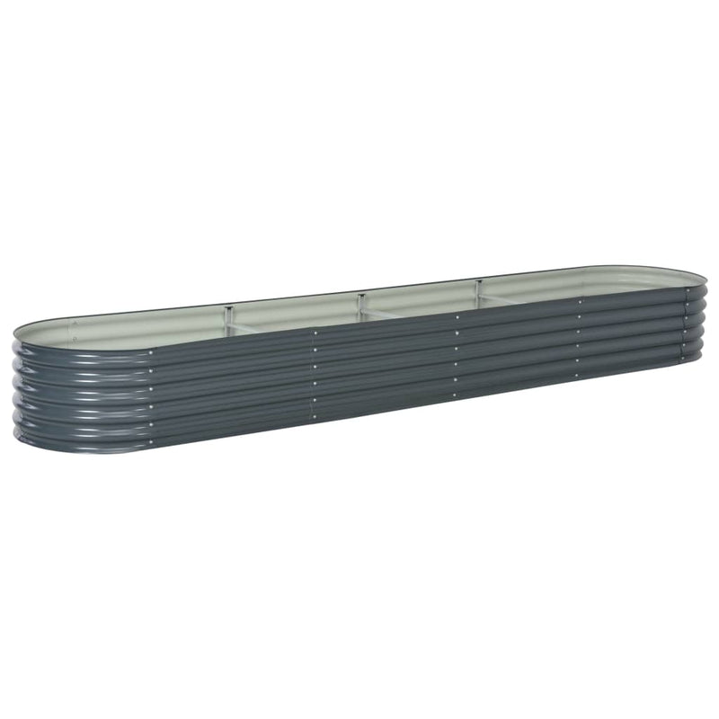 vidaXL Garden Raised Bed 400x80x44 cm Galvanised Steel Grey