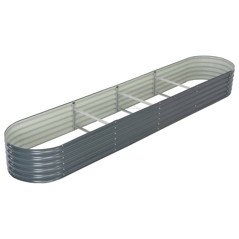 vidaXL Garden Raised Bed 400x80x44 cm Galvanised Steel Grey