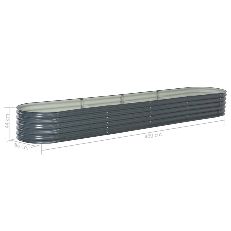 vidaXL Garden Raised Bed 400x80x44 cm Galvanised Steel Grey