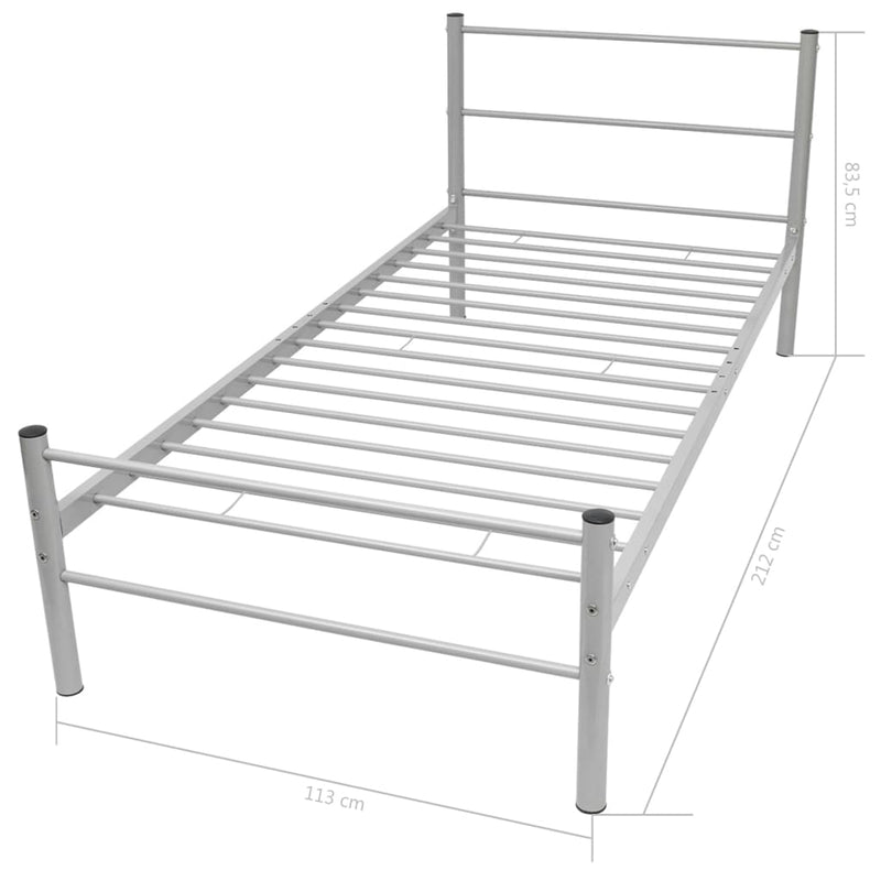 vidaXL Bed Frame without Mattress Grey Metal King Single Size