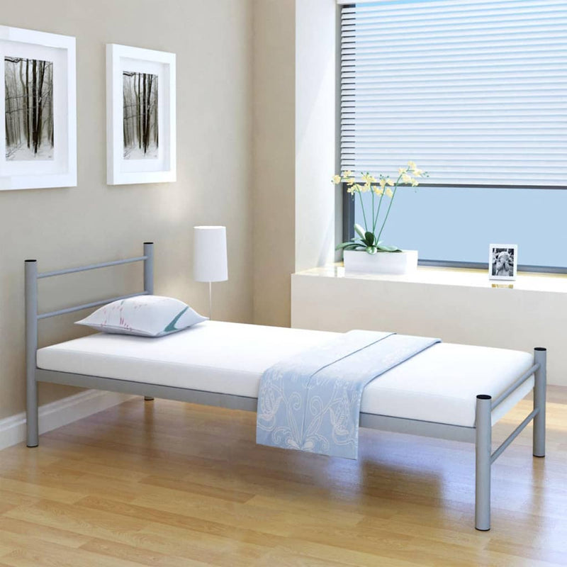 vidaXL Bed Frame without Mattress Grey Metal King Single Size