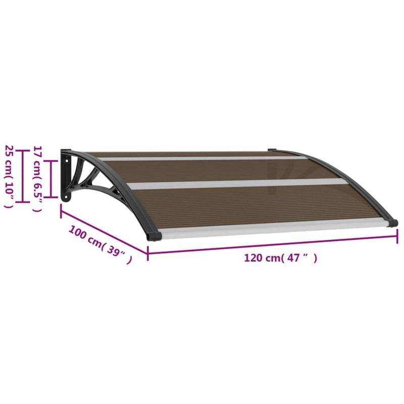 vidaXL Door Canopy Black 120x100 cm PC