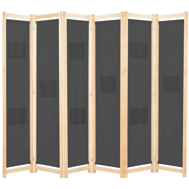 vidaXL 6-Panel Room Divider Grey 240x170x4 cm Fabric