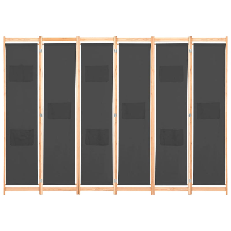 vidaXL 6-Panel Room Divider Grey 240x170x4 cm Fabric
