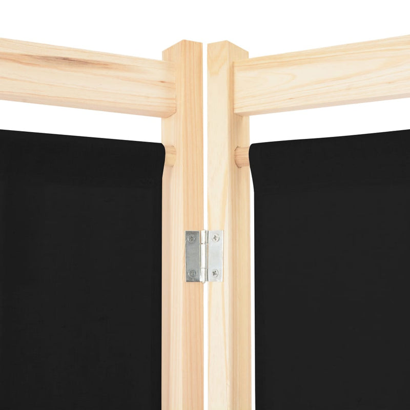 vidaXL 5-Panel Room Divider Black 200x170x4 cm Fabric