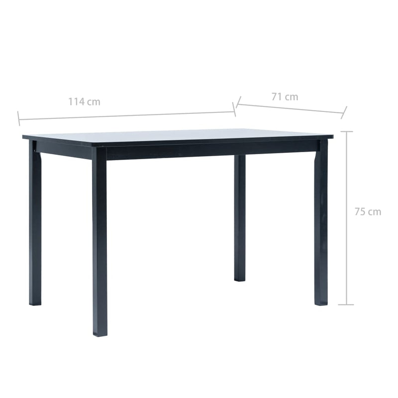 vidaXL Dining Table Black 114x71x75 cm Solid Rubber Wood