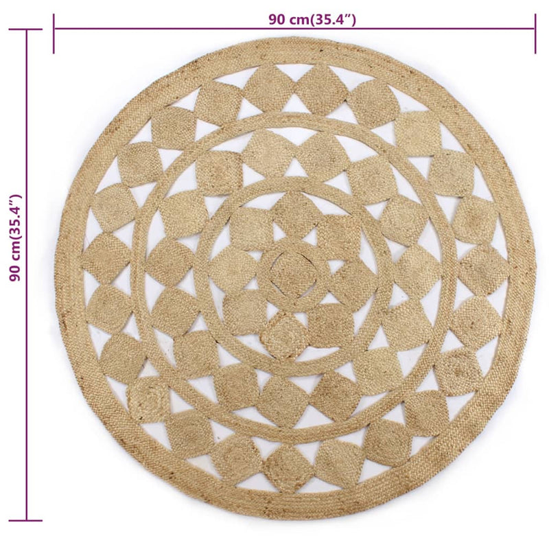 vidaXL Handmade Rug Braided Jute 90 cm