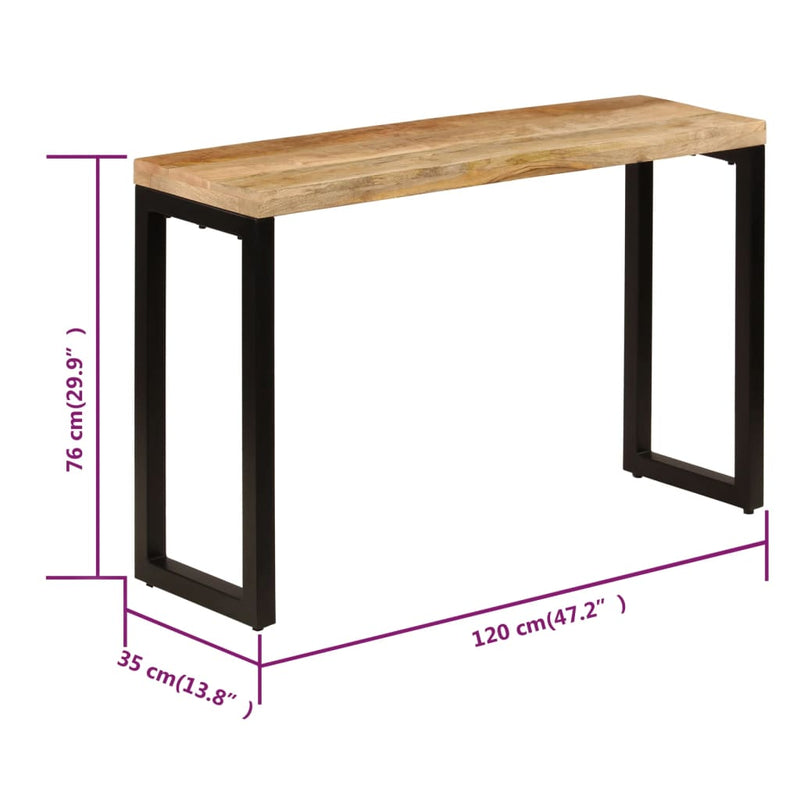 vidaXL Console Table 120x35x76 cm Solid Wood Mango and Steel