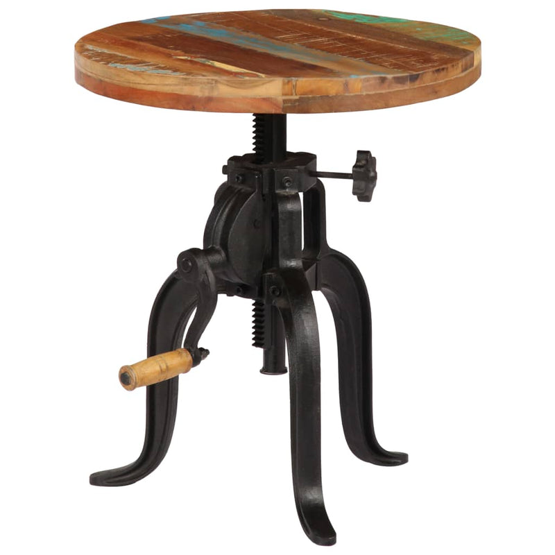 vidaXL Side Table 45x(45-62) cm Solid Reclaimed Wood and Cast Iron