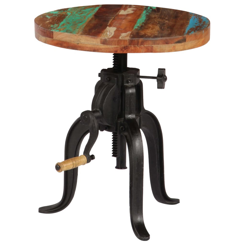 vidaXL Side Table 45x(45-62) cm Solid Reclaimed Wood and Cast Iron