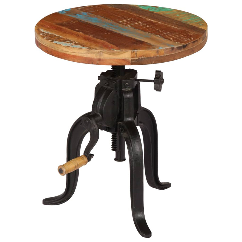 vidaXL Side Table 45x(45-62) cm Solid Reclaimed Wood and Cast Iron