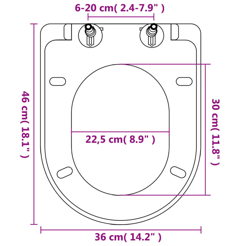vidaXL Toilet Seats with Soft Close Lids 2 pcs Plastic White