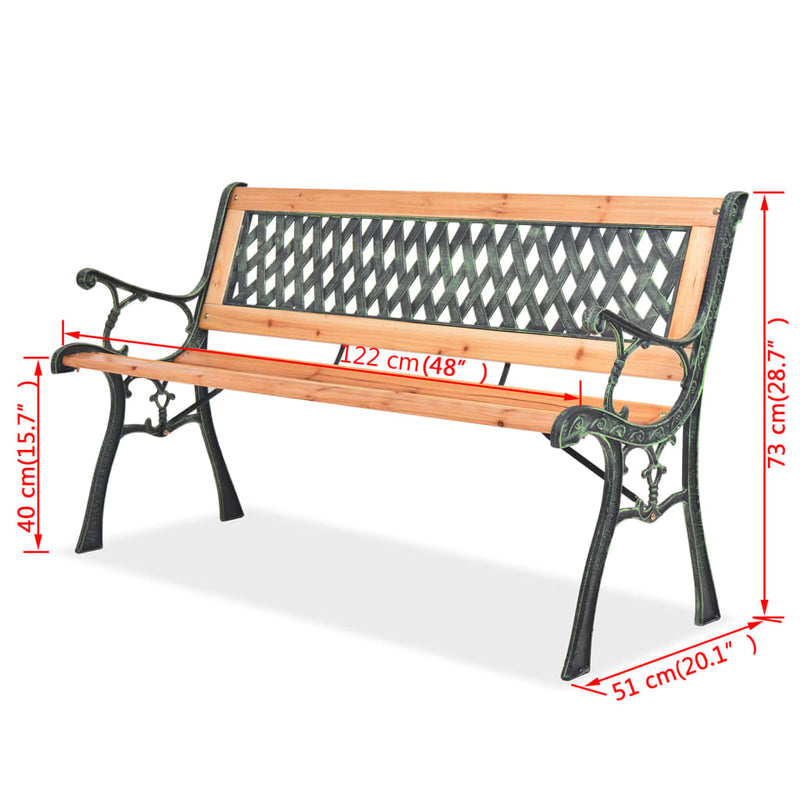 vidaXL Garden Bench 122 cm Wood