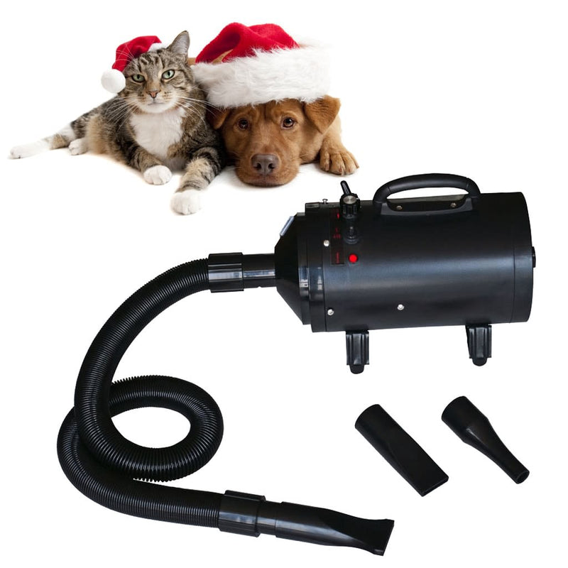 vidaXL Dog Hair Dryer with 3 Nozzles Black 2400 W