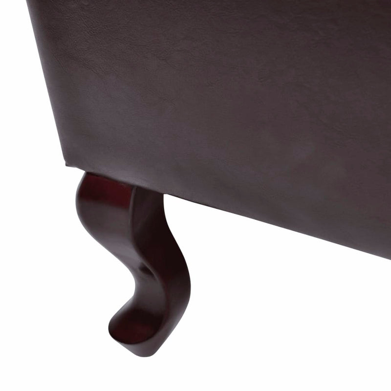 Armchair with Footstool Dark Brown Faux Leather