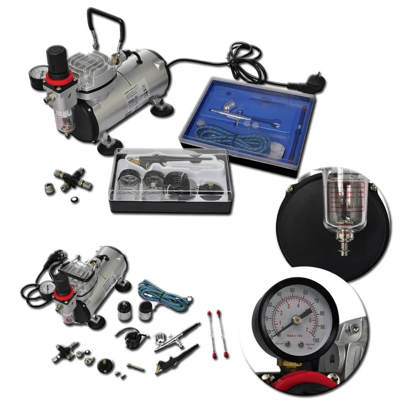 vidaXL Airbrush Compressor Set with 2 Pistols