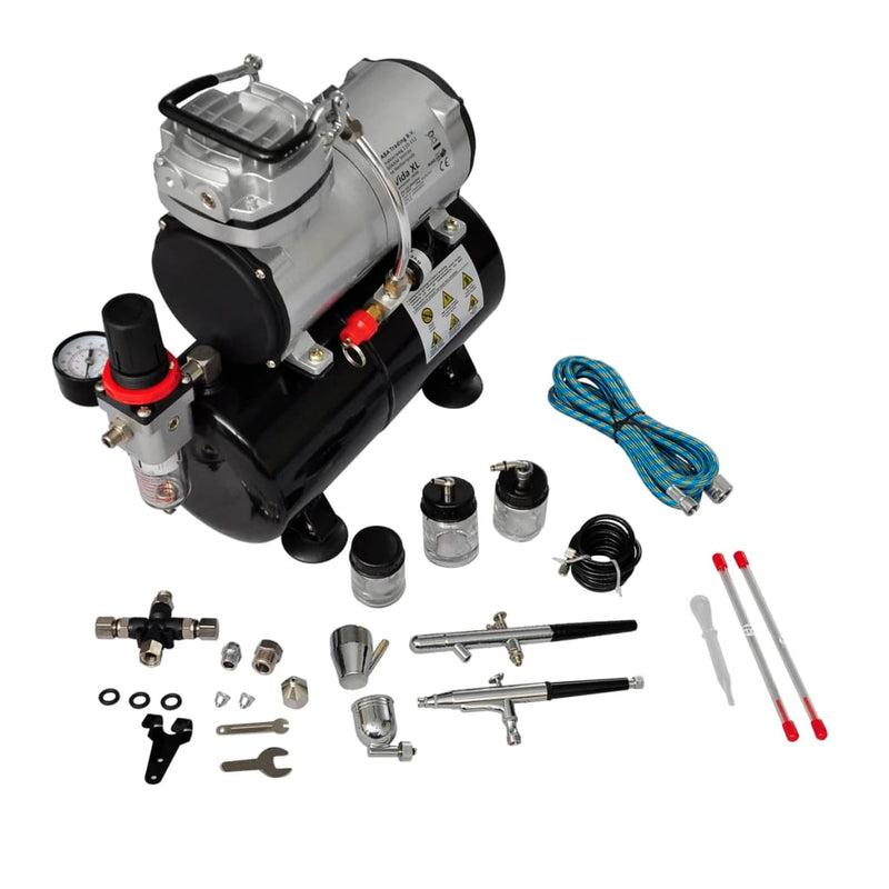 vidaXL Airbrush Compressor Set with 2 Pistols