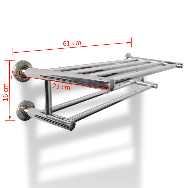 vidaXL Stainless Steel Towel Rack 6 Tubes